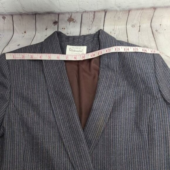 Vintage Striped Blue Wool Tailored Blazer ILGWU Made in USA - Picture 9 of 15